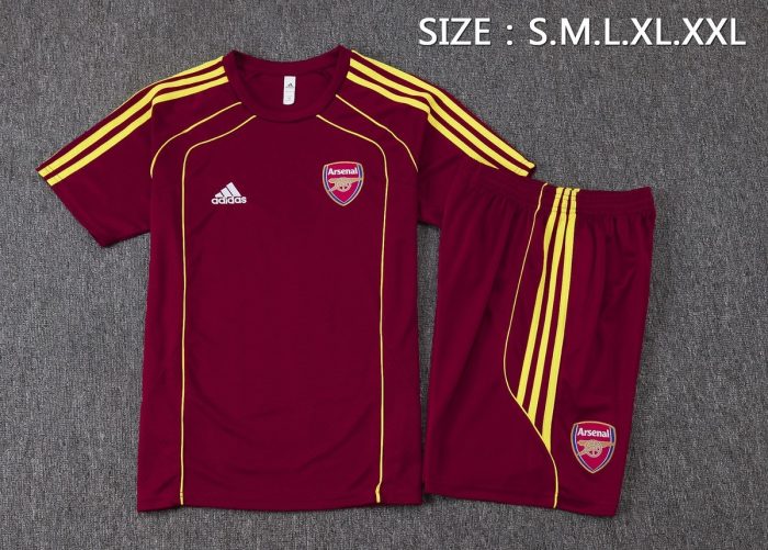 Arsenal Maroon Retro Short Sleeve Jersey (Yellow Trim) - 图片 2