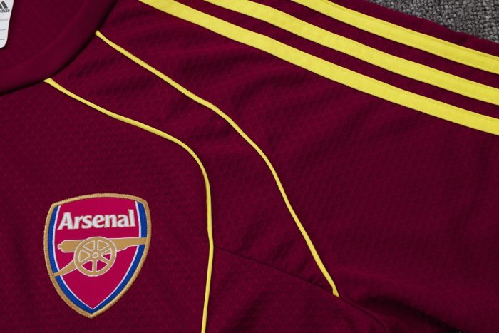 Arsenal Maroon Retro Short Sleeve Jersey (Yellow Trim) - 图片 6