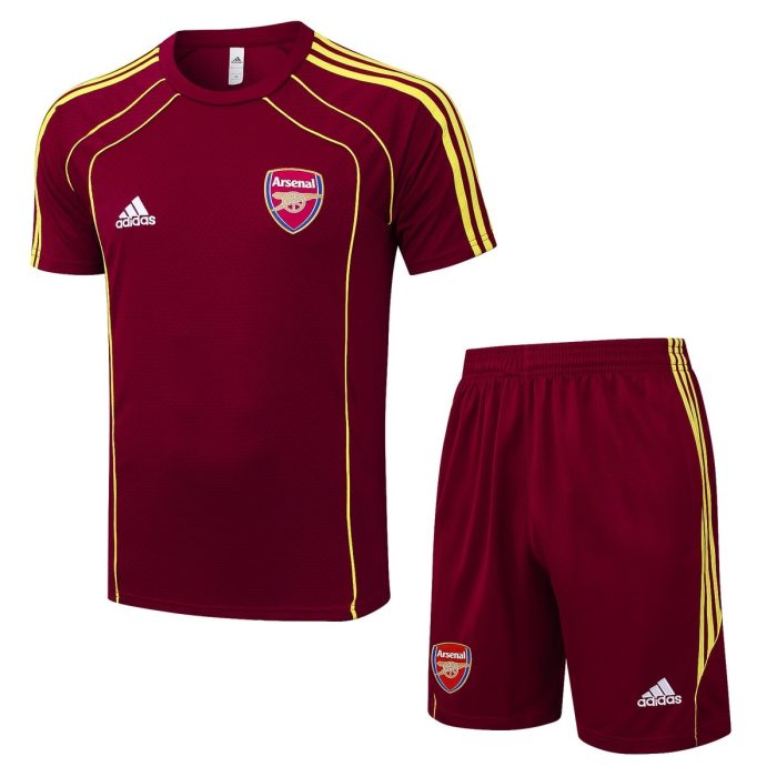 Arsenal Maroon Retro Short Sleeve Jersey (Yellow Trim) - 图片 8