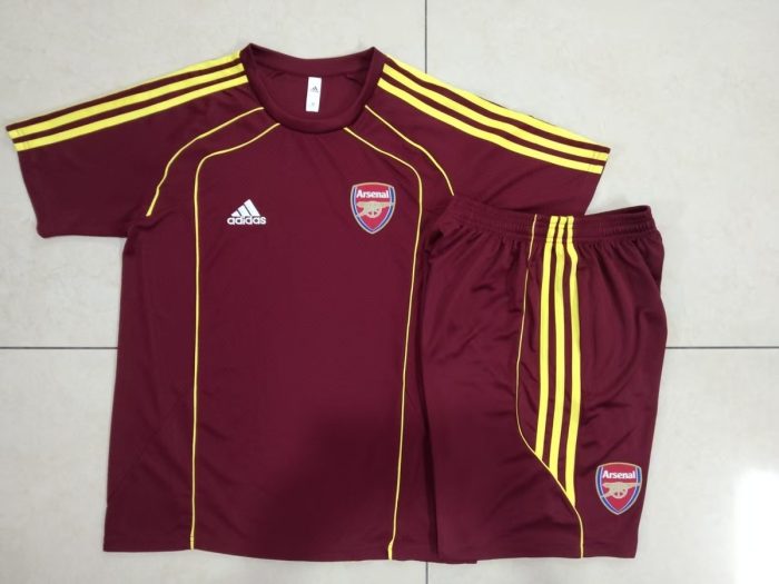 Arsenal Maroon Retro Short Sleeve Jersey (Yellow Trim) - 图片 9