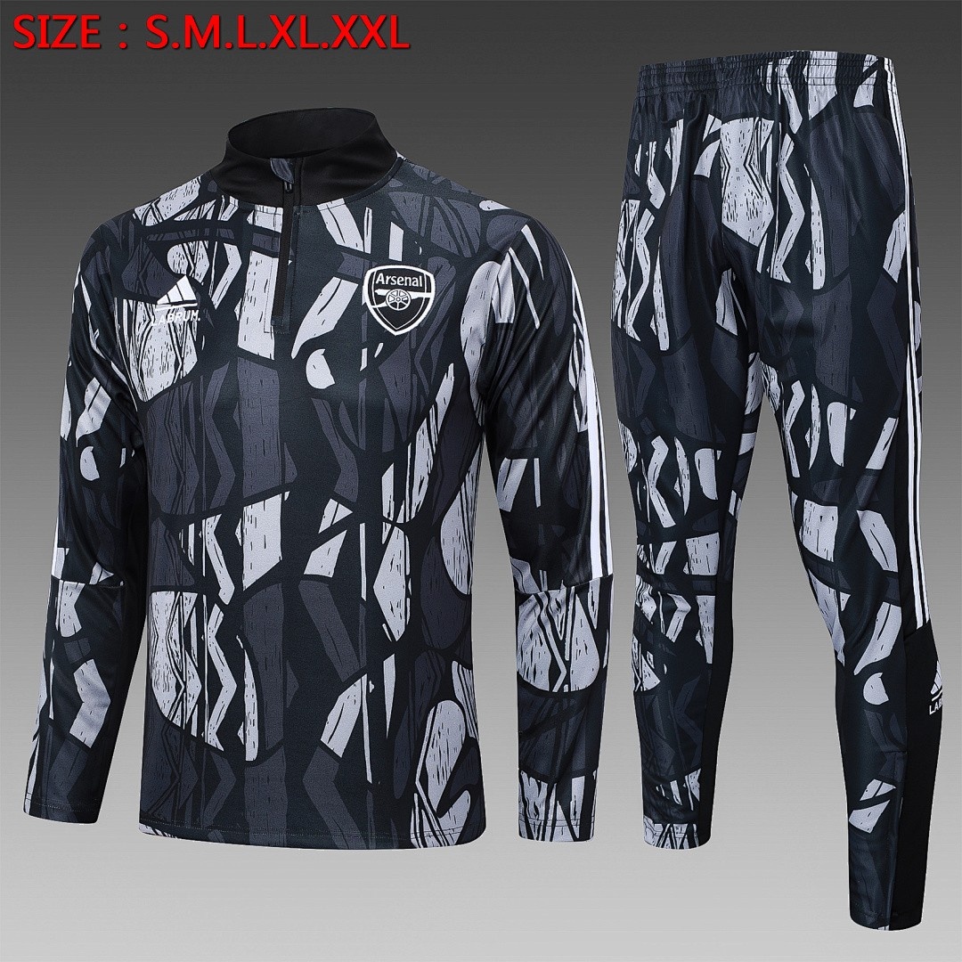 JER-4099_1 Arsenal 24-25 Half-Zip Black Grey Spray Print - 图片 1
