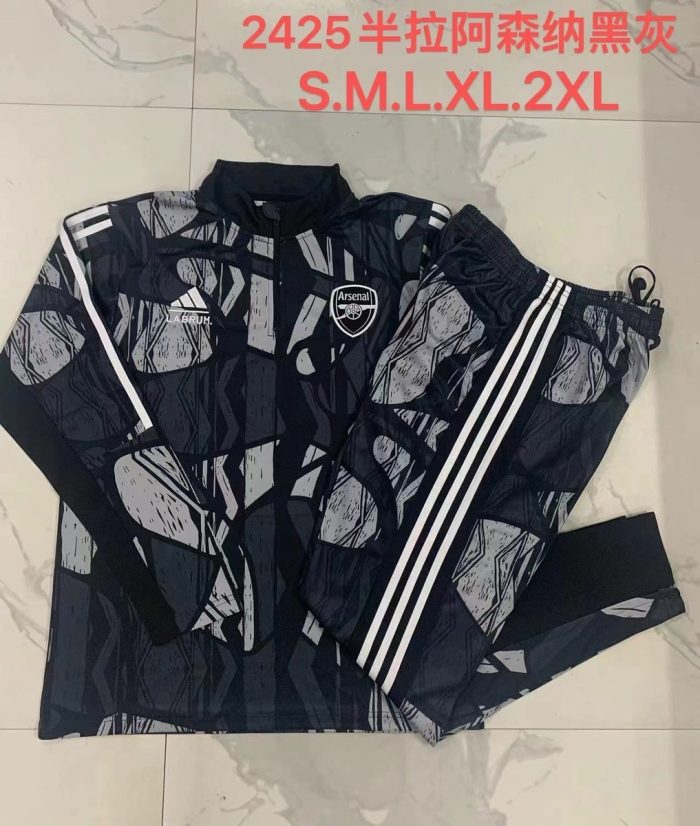 Arsenal 24-25 Half-Zip Black Grey Spray Print - 图片 9