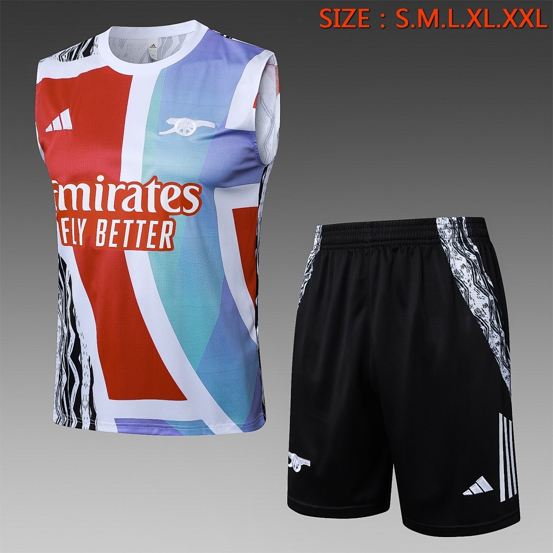 JER-4110_1 Arsenal 24/25 Vest Red Blue Black Splatter - 图片 1