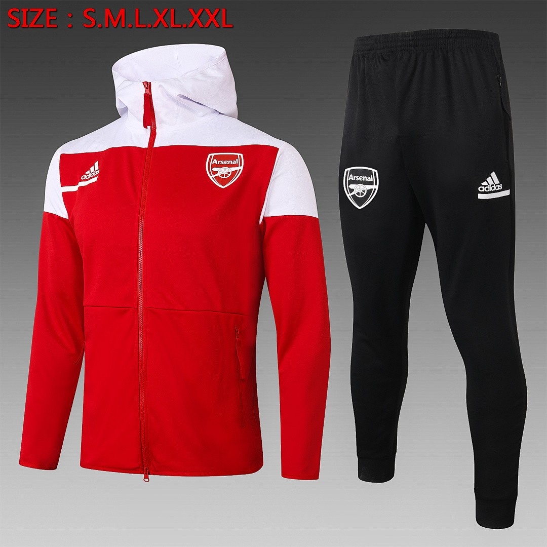 JER-4118_1 Arsenal 2021 Red Long Zip Jacket with Hood S-2XL - 图片 1