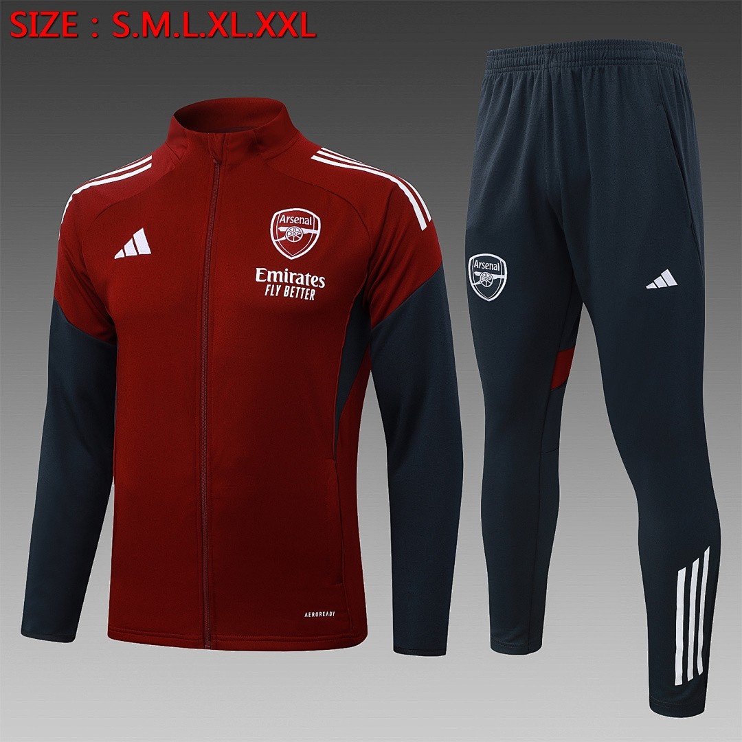JER-4134_1 Arsenal 25/26 Long Zipper Jacket Maroon (White Badge) - 图片 1