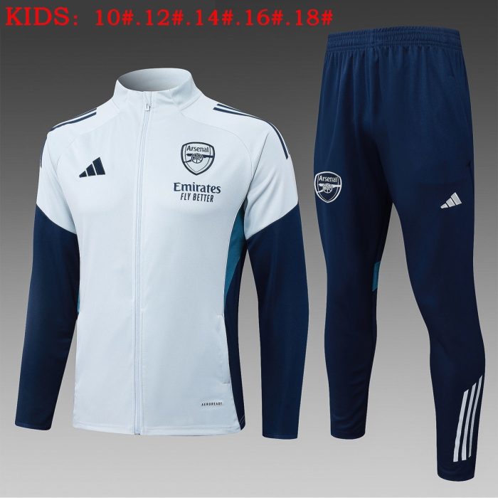 Arsenal Light Gray Children's Long Zipper Jacket - 图片 2