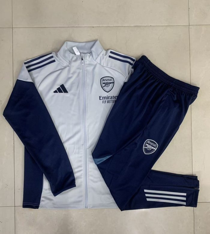 Arsenal Light Gray Children's Long Zipper Jacket - 图片 4