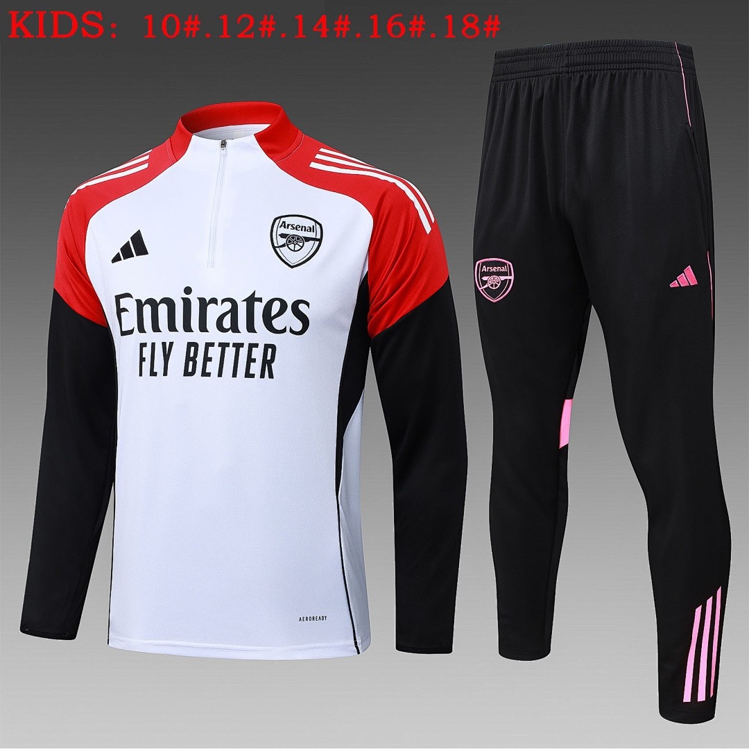 JER-4142_1 Arsenal White Kids' Half-Zip Jacket - 图片 1