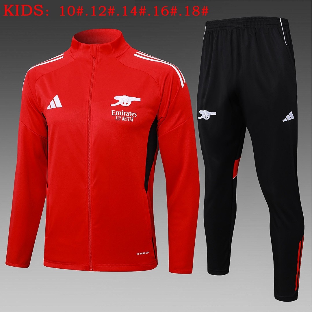 JER-4152_1 Arsenal Red Kids Long Zipper Jacket - 图片 1