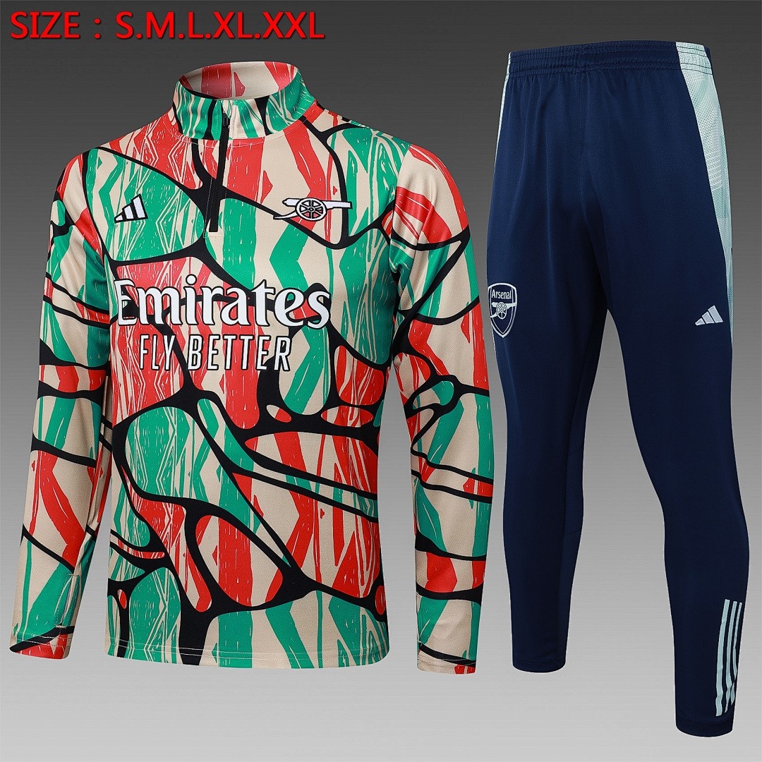 JER-4154_1 Arsenal 24/25 Half-Zip Jacket Red Green Splatter - 图片 1