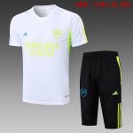 Arsenal 23-24 White Short Sleeve Training Set with 3/4 Pants