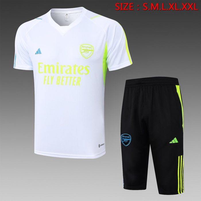 Arsenal 23-24 White Short Sleeve Training Set with 3/4 Pants - 图片 8