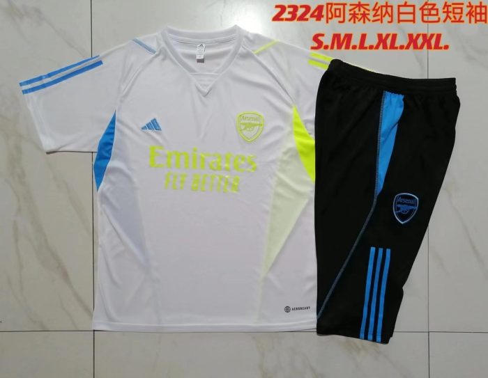 Arsenal 23-24 White Short Sleeve Training Set with 3/4 Pants - 图片 9