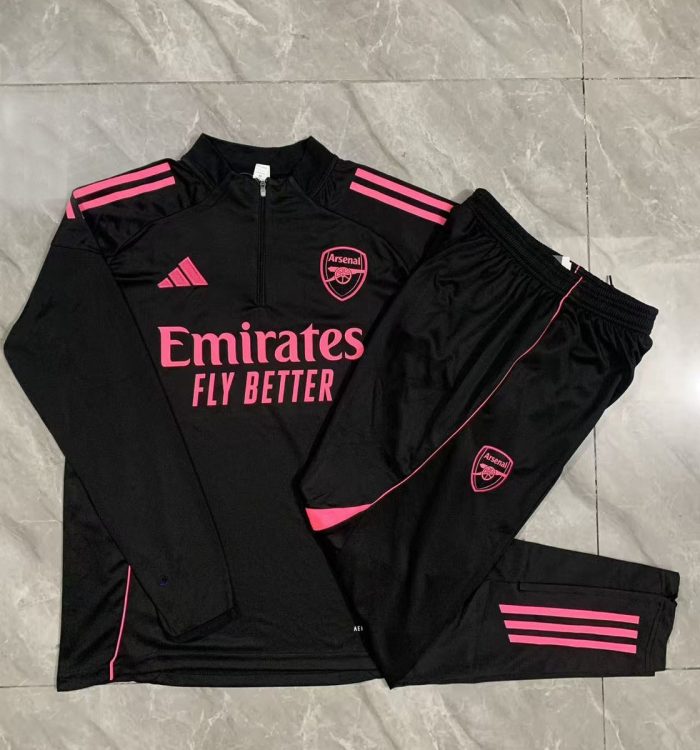 Arsenal Black Half-Zip Jacket with Pink Sponsor - 图片 4