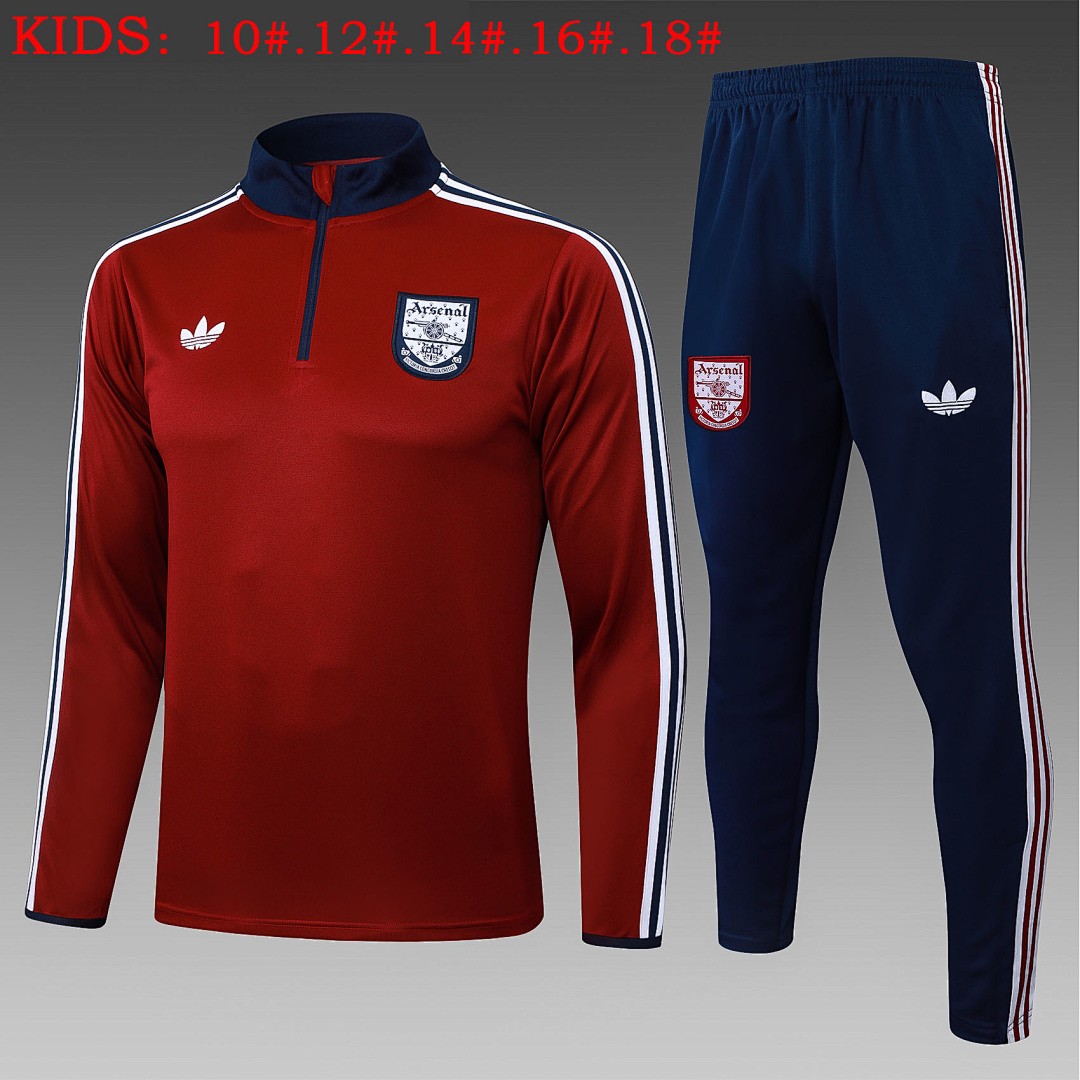 JER-4184_1 Arsenal Kids' Half-Zip Jacket in Maroon with Navy Collar - 图片 1