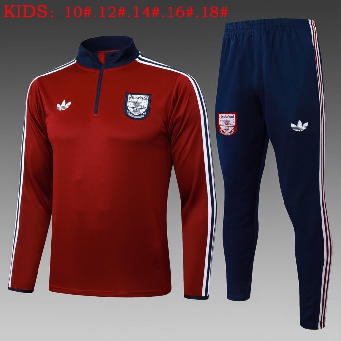 Arsenal Kids' Half-Zip Jacket in Maroon with Navy Collar - 图片 2