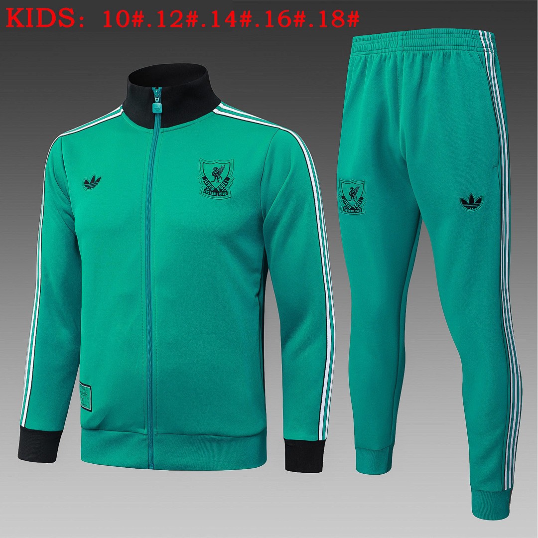 JER-4193_1 Liverpool FC Green Kids' Long Zipper Jacket - 图片 1