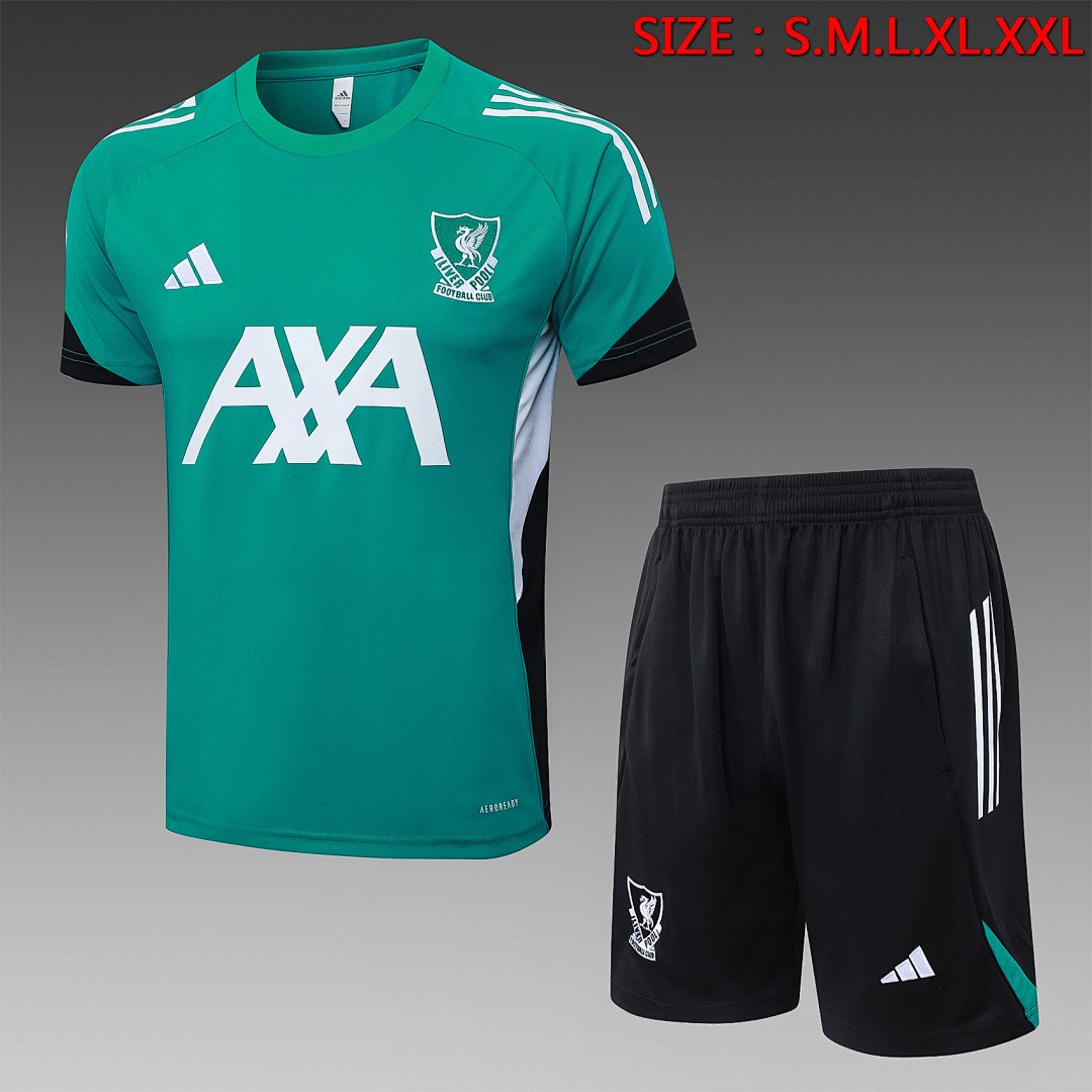 JER-4194_1 Liverpool FC Green Short Sleeve Training Shirt (White Logo) - 图片 1