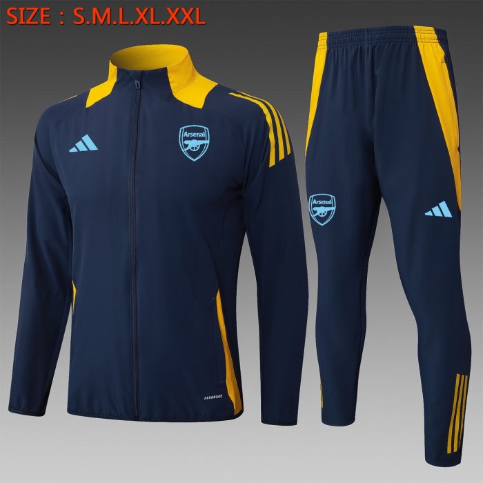 Arsenal 24-25 Long Zipper Jacket - Navy Blue - 图片 2