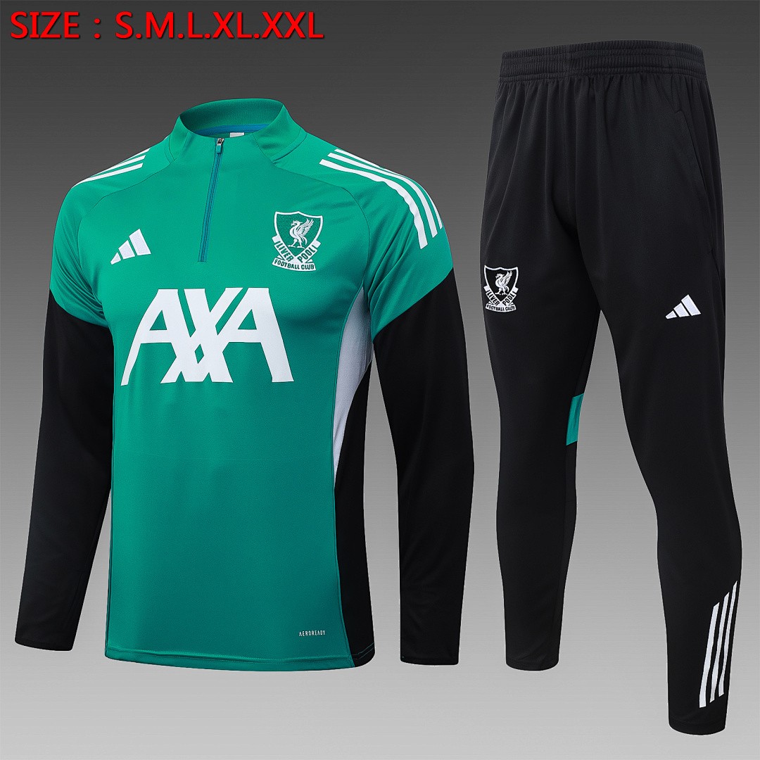 JER-4197_1 Liverpool FC 25/26 Half-Zip Jacket Green (White Logo) - 图片 1