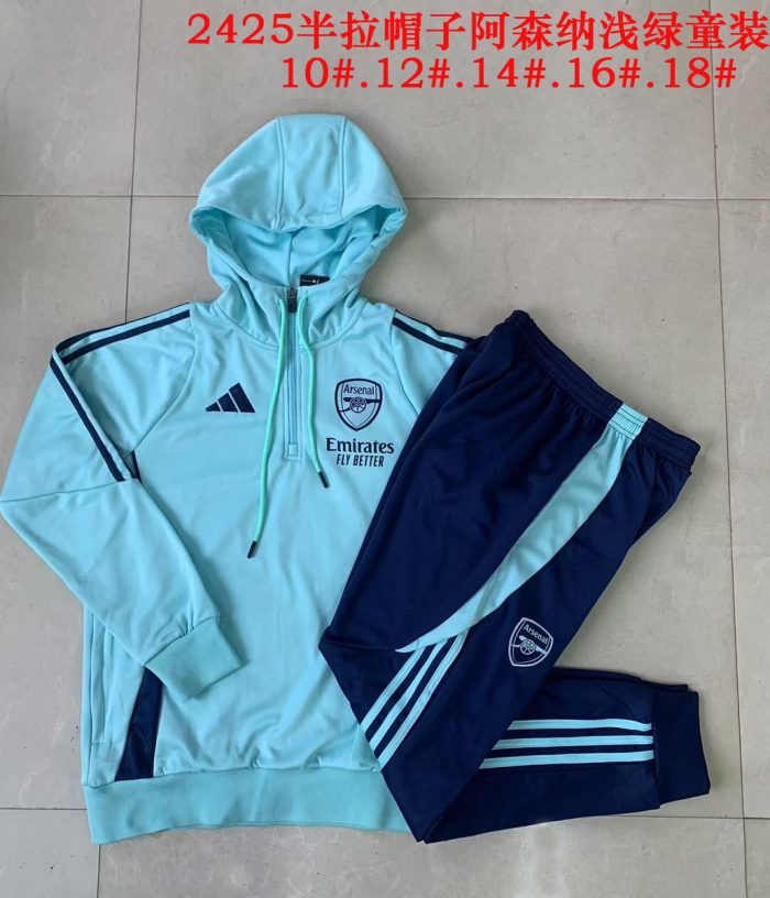Arsenal 24/25 Light Green Half-Zip Jacket Kids - 图片 3