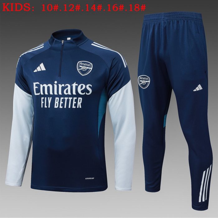 Arsenal Navy Blue (Gray Logo) Kids' Half-Zip Jacket - 图片 2