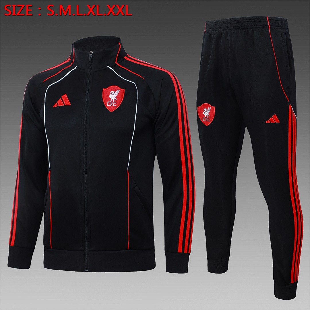 JER-4207_1 Liverpool FC Black Retro Jacket - 图片 1