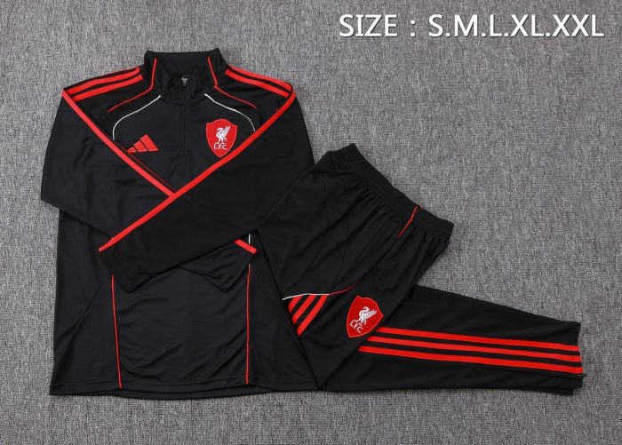 Liverpool FC 25/26 Black Retro Half-Zip Jacket - 图片 2