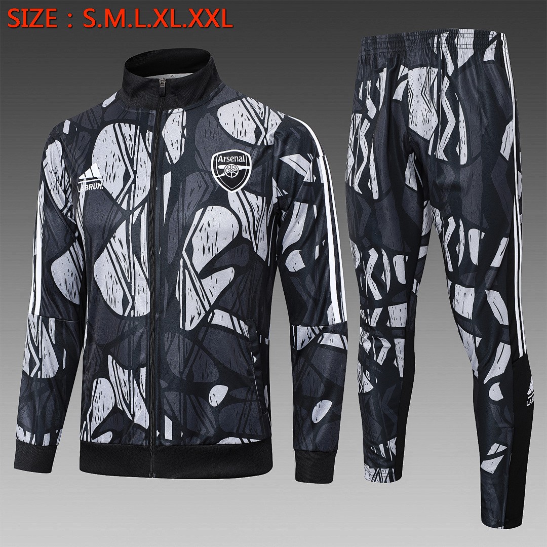 JER-4214_1 Arsenal 24-25 Black Grey Splatter Long Zip Jacket - 图片 1