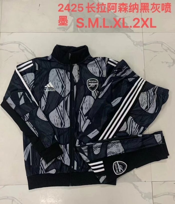 Arsenal 24-25 Black Grey Splatter Long Zip Jacket - 图片 9