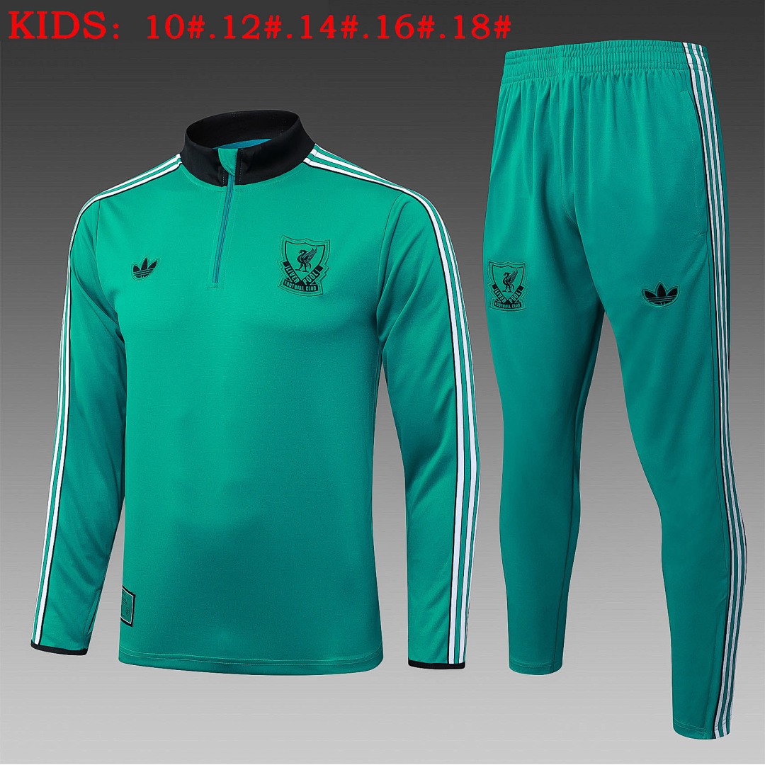 JER-4215_1 Liverpool FC 2025/26 Semi-Zip Jacket Green Kids - 图片 1