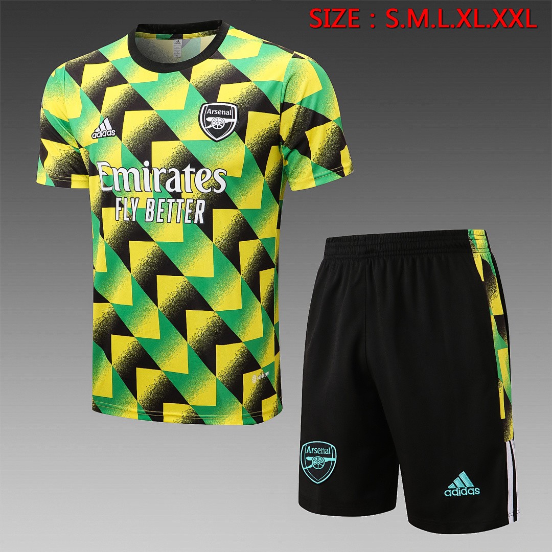 JER-4231_1 Arsenal Splatter Green Short Sleeve Training Set with 5-Panel Shorts - 图片 1