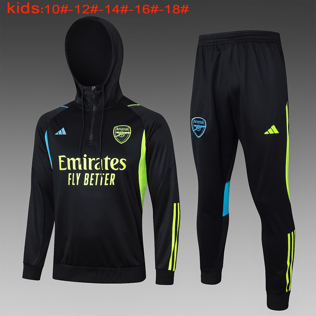 JER-4233_1 Arsenal 23/24 Half-Zip Hoodie Black Kids - 图片 1