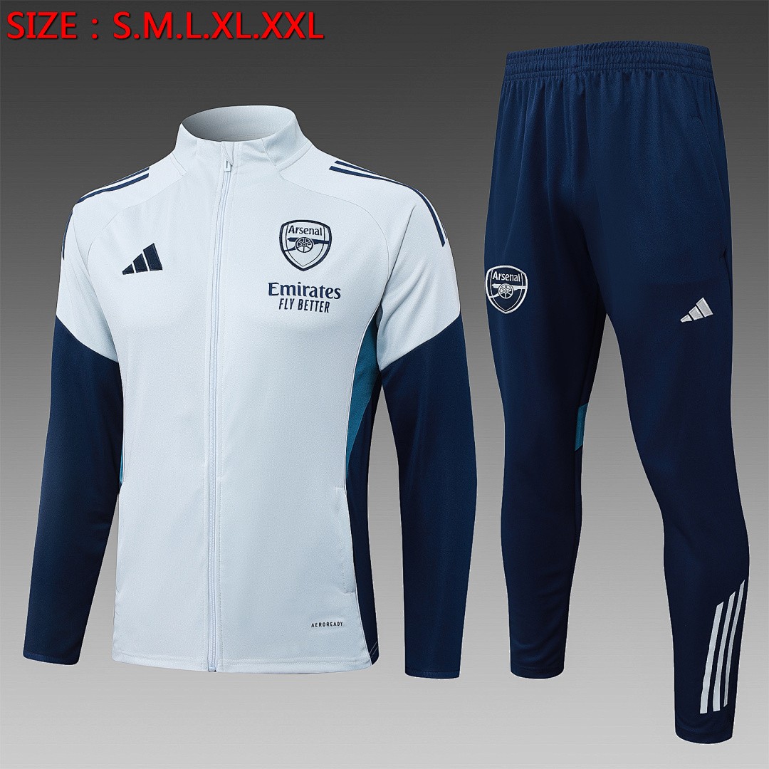 JER-4237_1 Arsenal 25/26 Light Gray Long Zip Jacket - 图片 1