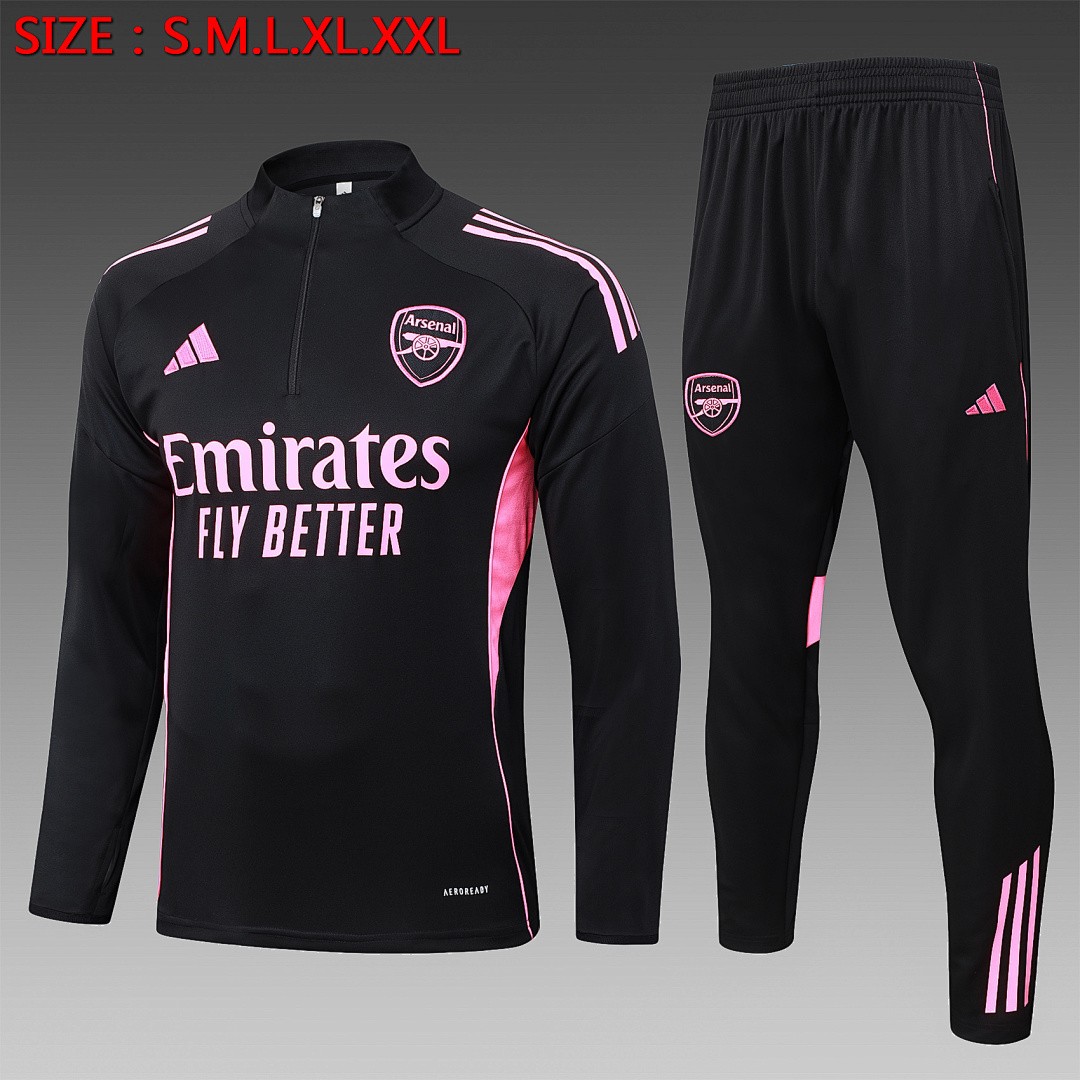 JER-4239_1 Arsenal Black (Pink Ads) Half-Zip Jacket - 图片 1