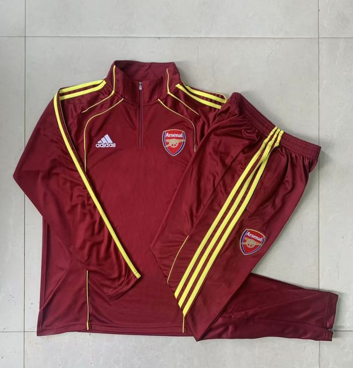 Arsenal Maroon Retro Half-Zip Jacket (Yellow Trim) - 图片 9
