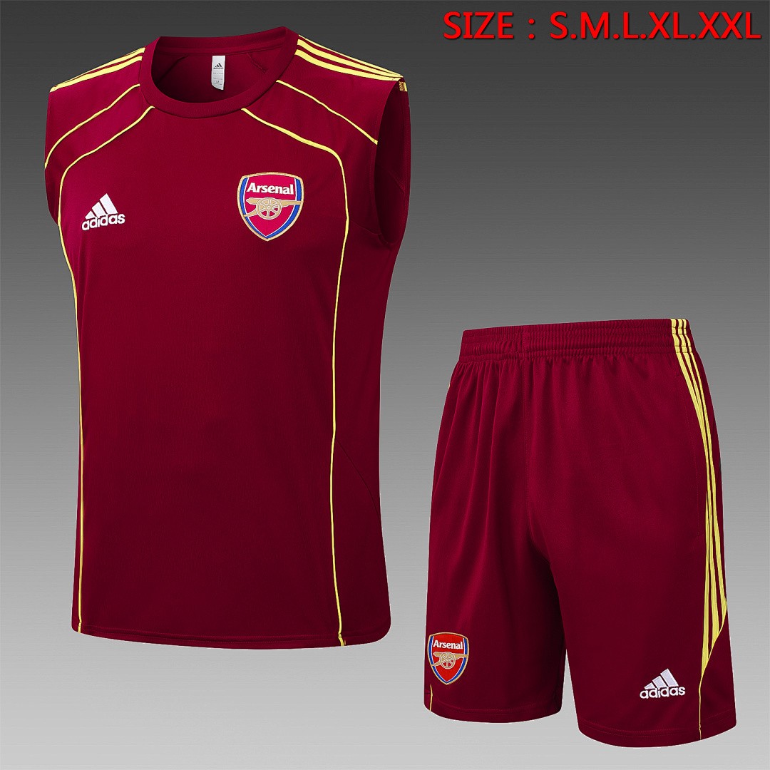 JER-4243_1 Arsenal Maroon Retro Vest (Yellow Trim) - 图片 1