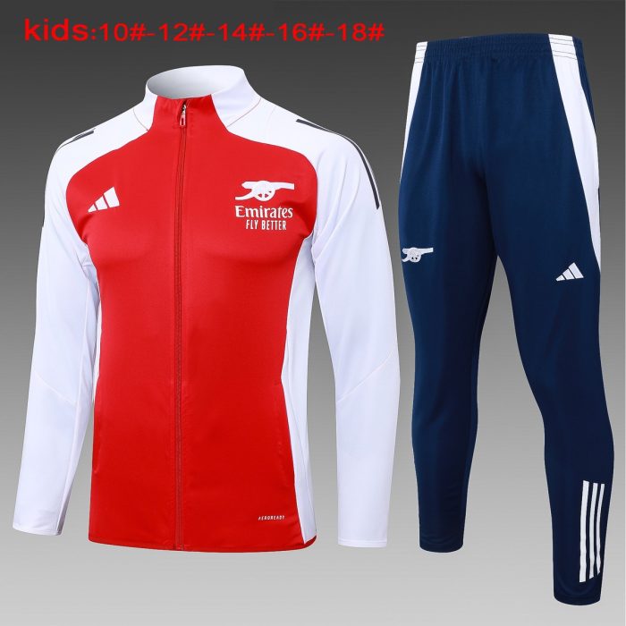 Arsenal 24-25 Red Children's Long Zipper Jacket - 图片 2