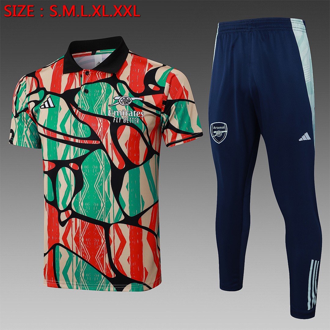 JER-4247_1 Arsenal 24/25 Polo Shirt Red Green Splatter - 图片 1