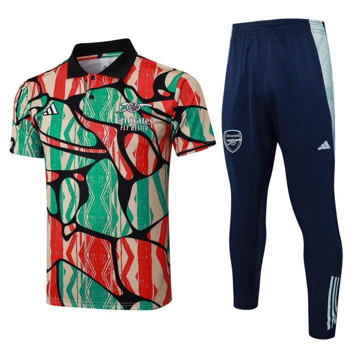Arsenal 24/25 Polo Shirt Red Green Splatter - 图片 8