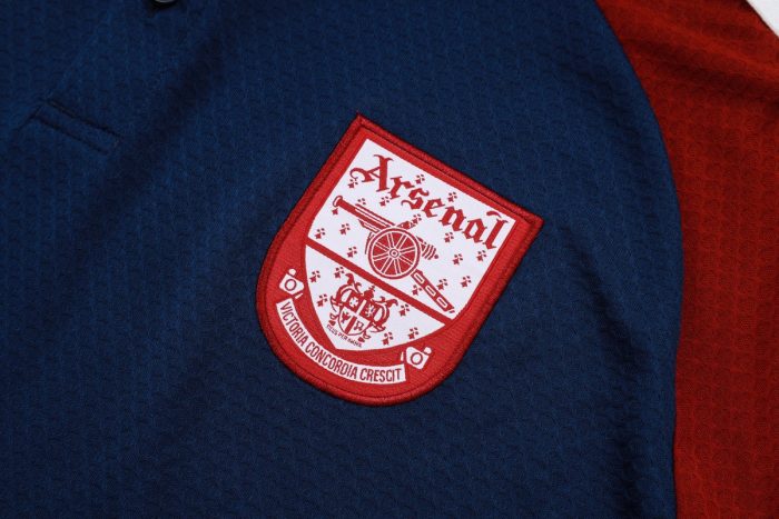 Arsenal Navy Blue Retro Polo Shirt (Sleeves Maroon) - 图片 5