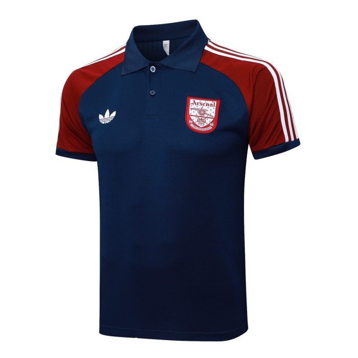 Arsenal Navy Blue Retro Polo Shirt (Sleeves Maroon) - 图片 8