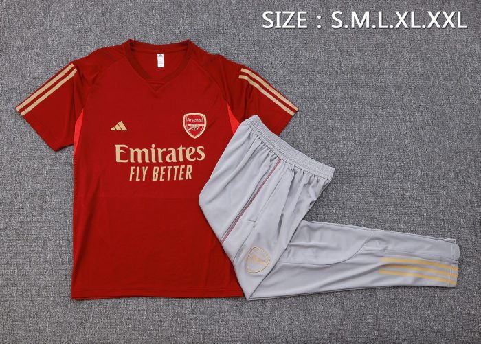 Arsenal 23-24 Short Sleeve Training Set in Maroon (with Pants) - 图片 2
