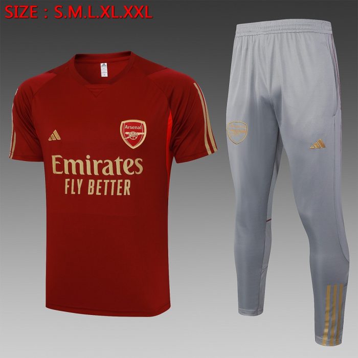 Arsenal 23-24 Short Sleeve Training Set in Maroon (with Pants) - 图片 8