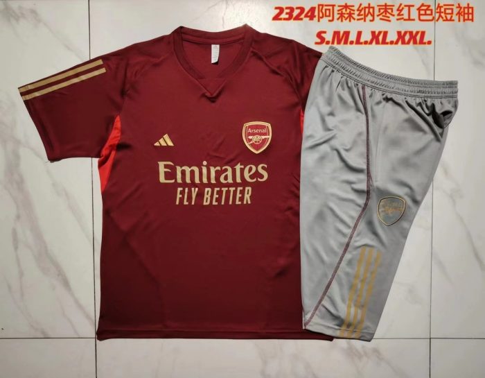 Arsenal 23-24 Short Sleeve Training Set in Maroon (with 7/8 Pants) - 图片 9