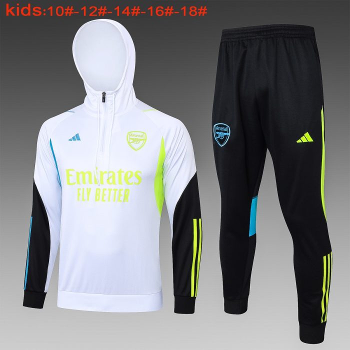 Arsenal 23-24 White Half-Zip Jacket Kids - 图片 2