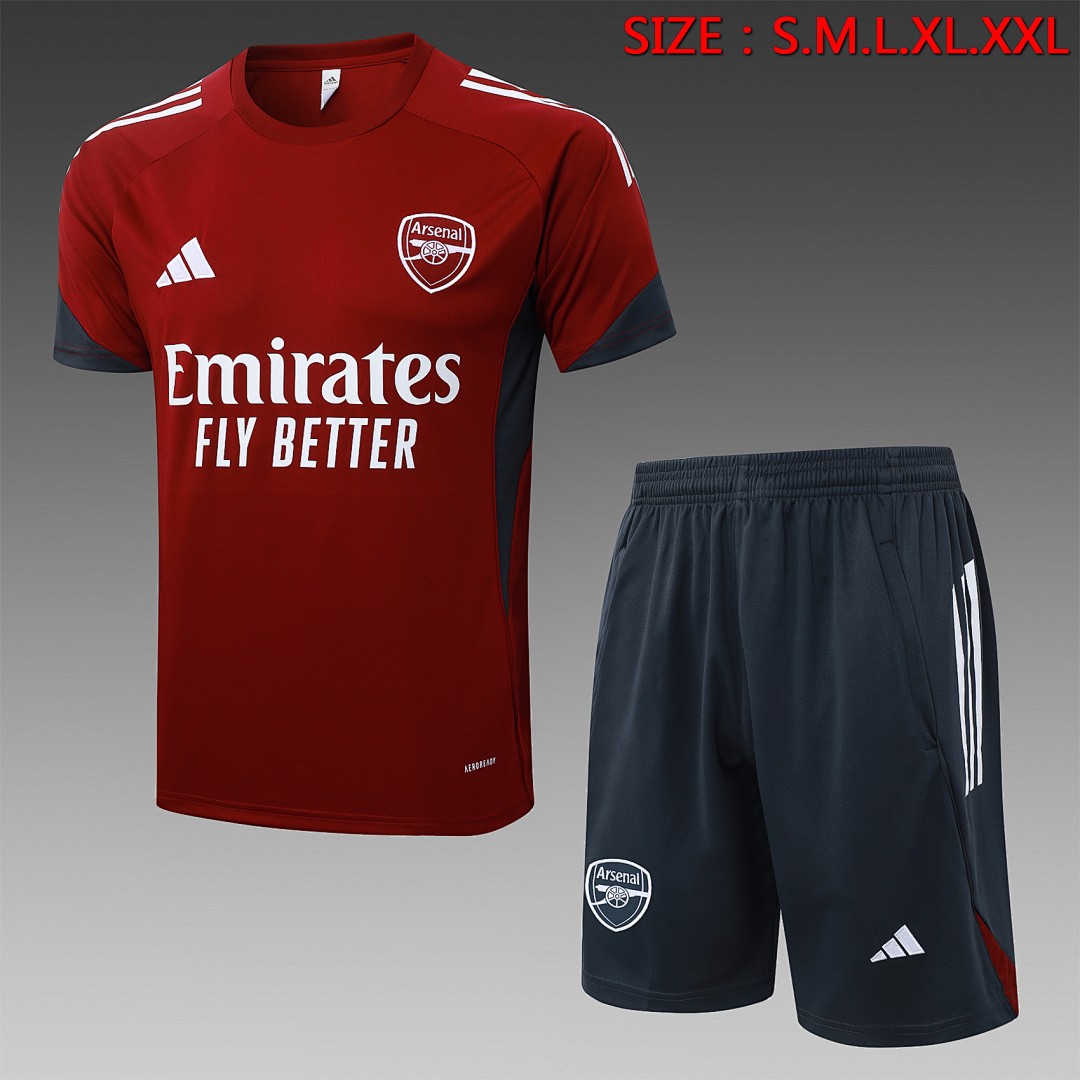 JER-4262_1 Arsenal Maroon Short Sleeve Training T-Shirt (White Badge) - 图片 1