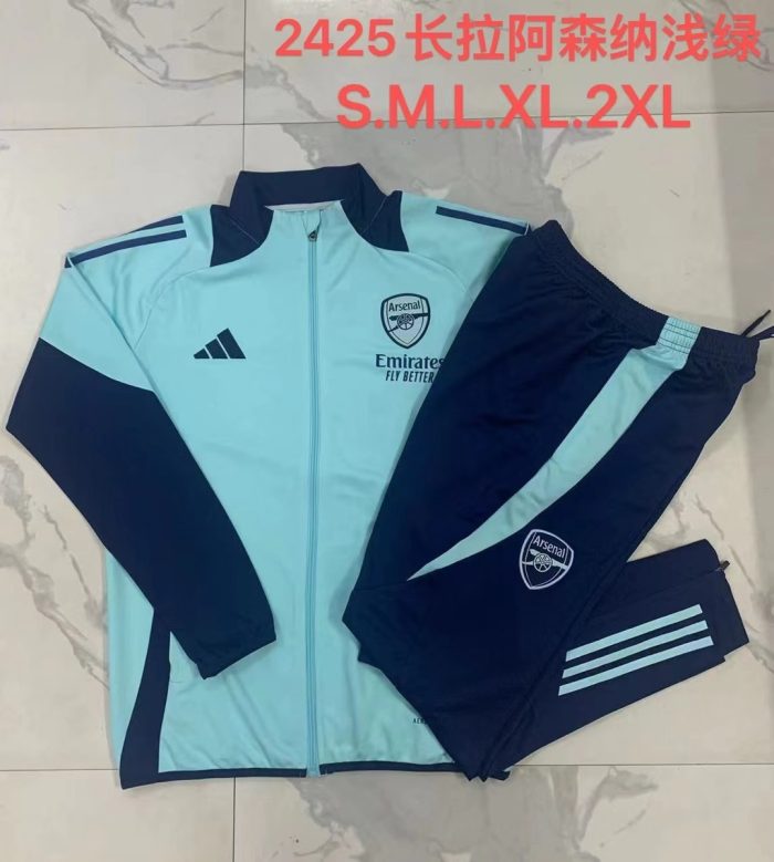 Arsenal 24-25 Light Green Long Zip Jacket - 图片 9