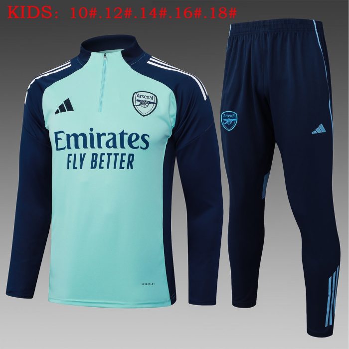 Arsenal Light Green Half-Zip Jacket Kids - 图片 2