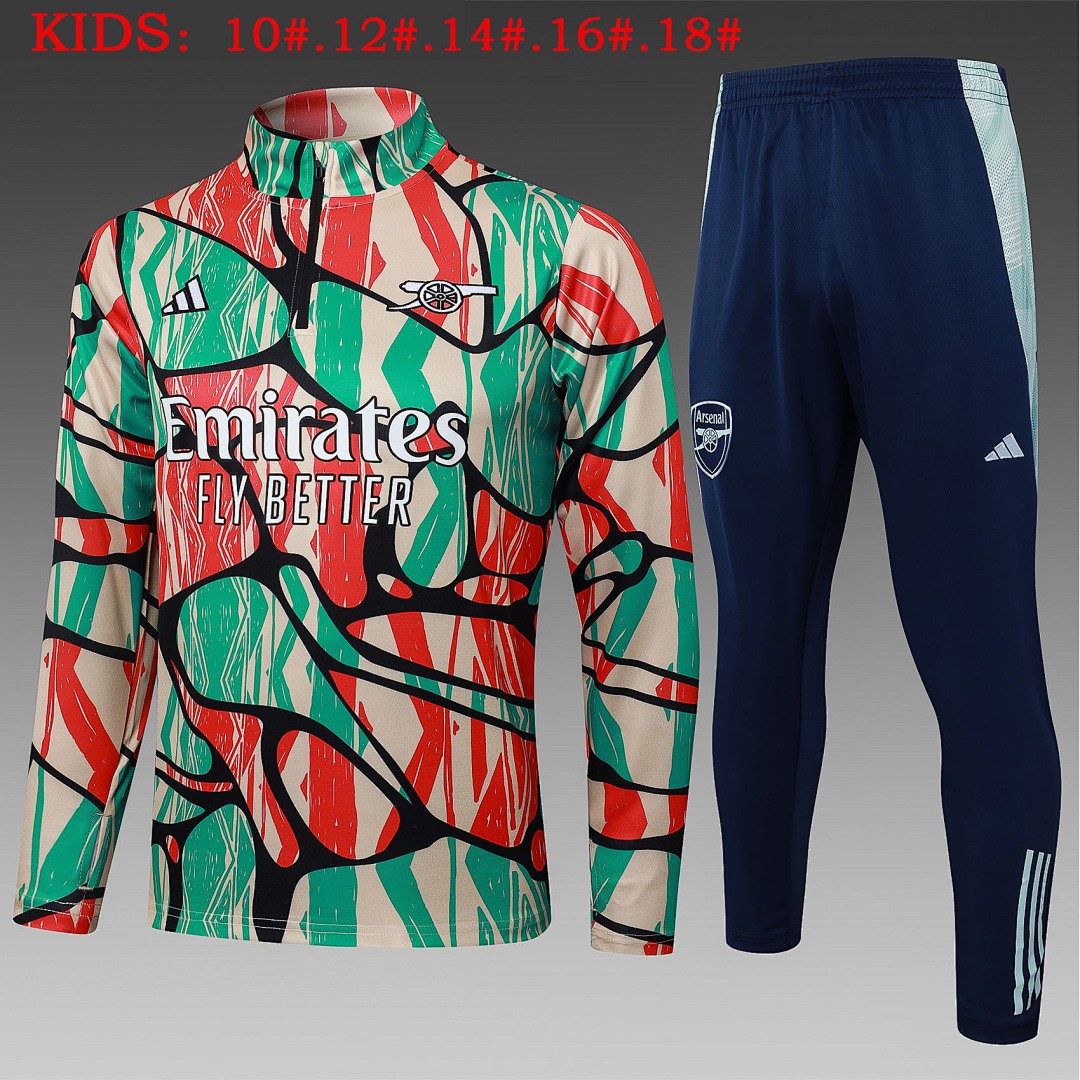 JER-4271_1 Arsenal 24/25 Half-Zip Kids' Red Green Splatter - 图片 1